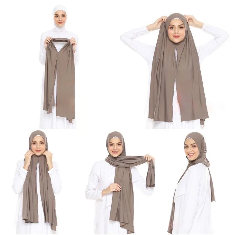 Instant Jersey Hijab - Shawls with Hoop Premium Cotton Headscarf, Good Stitching Wrap.