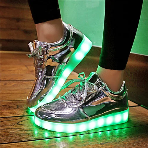 Red twill Basket light up sneakers for Boy & Girl - Shoes LED casual kid, Luminous sneakers Unisex Chaussures