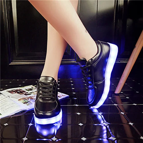 Red twill Basket light up sneakers for Boy & Girl - Shoes LED casual kid, Luminous sneakers Unisex Chaussures