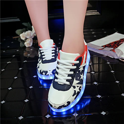 Red twill Basket light up sneakers for Boy & Girl - Shoes LED casual kid, Luminous sneakers Unisex Chaussures