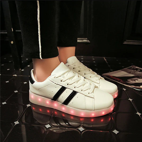 Red twill Basket light up sneakers for Boy & Girl - Shoes LED casual kid, Luminous sneakers Unisex Chaussures