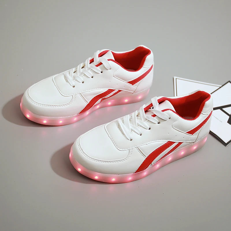 Red twill Basket light up sneakers for Boy & Girl - Shoes LED casual kid, Luminous sneakers Unisex Chaussures