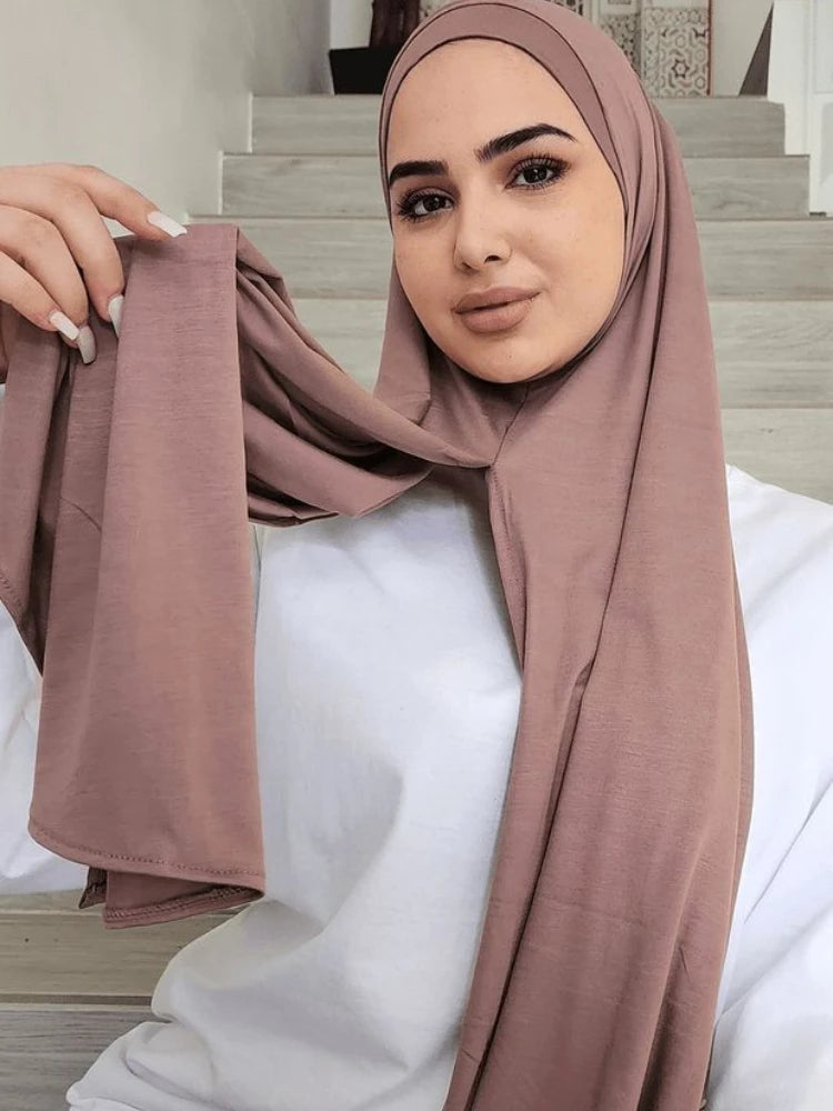 Instant Jersey Hijab - Shawls with Hoop Premium Cotton Headscarf, Good Stitching Wrap.