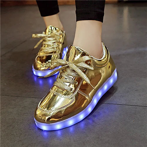 Red twill Basket light up sneakers for Boy & Girl - Shoes LED casual kid, Luminous sneakers Unisex Chaussures