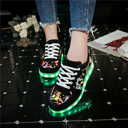 Red twill Basket light up sneakers for Boy & Girl - Shoes LED casual kid, Luminous sneakers Unisex Chaussures