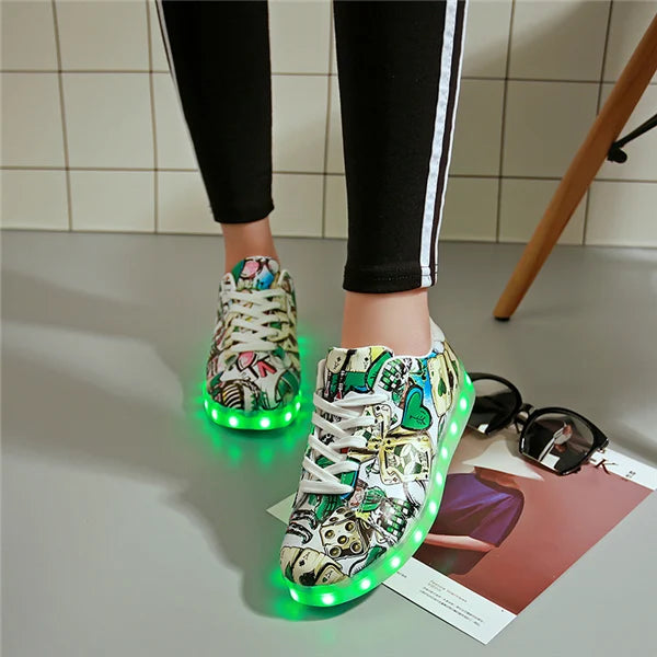 Red twill Basket light up sneakers for Boy & Girl - Shoes LED casual kid, Luminous sneakers Unisex Chaussures
