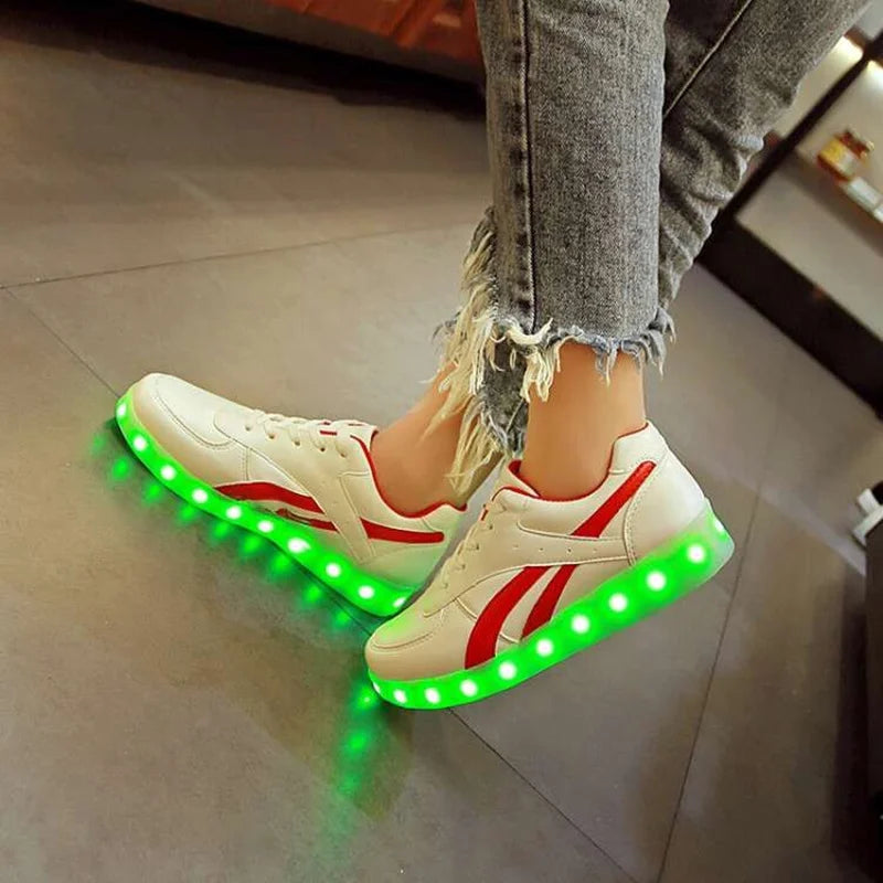Red twill Basket light up sneakers for Boy & Girl - Shoes LED casual kid, Luminous sneakers Unisex Chaussures