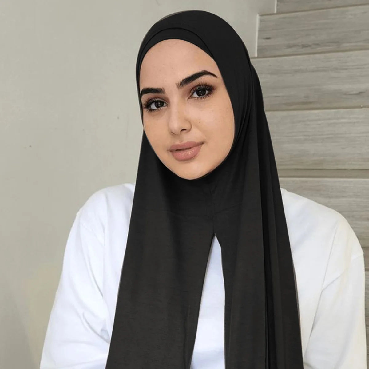 Instant Jersey Hijab - Shawls with Hoop Premium Cotton Headscarf, Good Stitching Wrap.