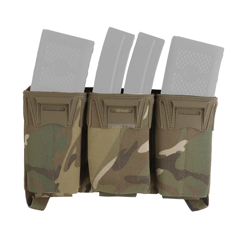 Tactical Shooting Multi-Caliber Triple Magazine Placard Pouch 5.56 / 9MM Extended Vest Front Carrier Bag Triple Mag Pouches