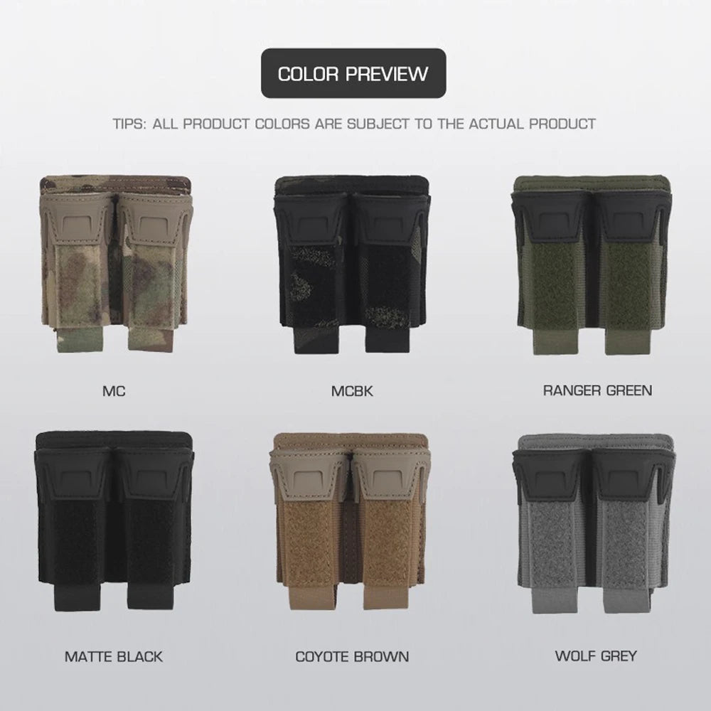 9MM Double Mag Pouch Camo Style Pistol Magazine Pouch MOLLE Quick Release Airsoft Hunting Vest Tactical Belt Gear