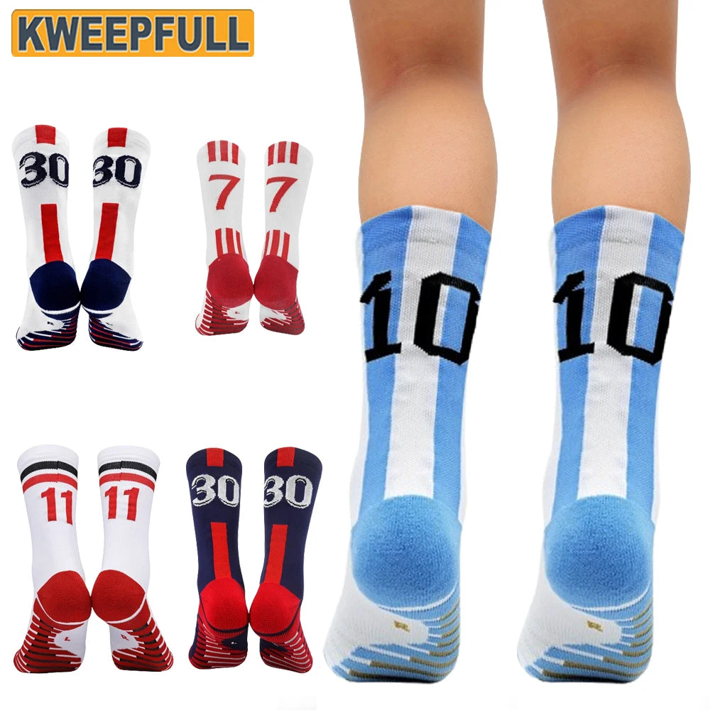 1Pair Football Lover Gifts - For Athletic Socks Cushion Running,  Performance Breathable Crew Socks Outdoor, Sports Socks