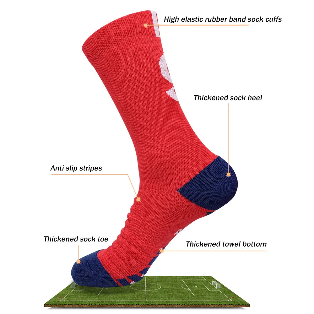 1Pair Football Lover Gifts - For Athletic Socks Cushion Running,  Performance Breathable Crew Socks Outdoor, Sports Socks