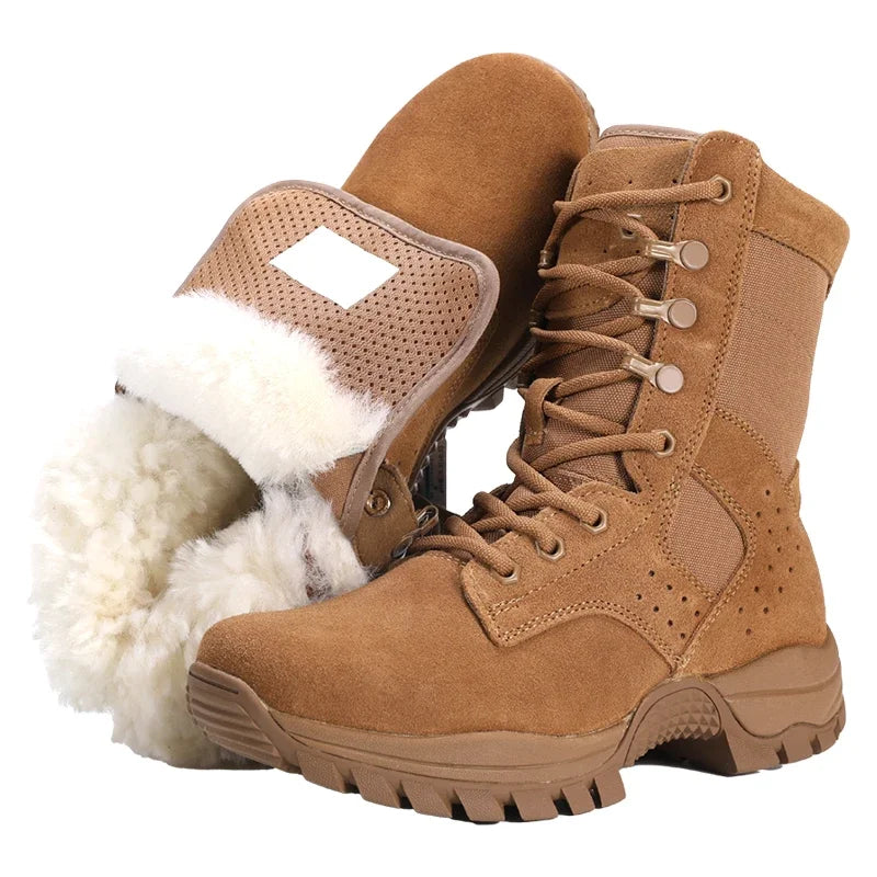 2025 new combat training boots men's ultra-light outdoor waterproof training boots cowhide anti-puncture breathable desert boots