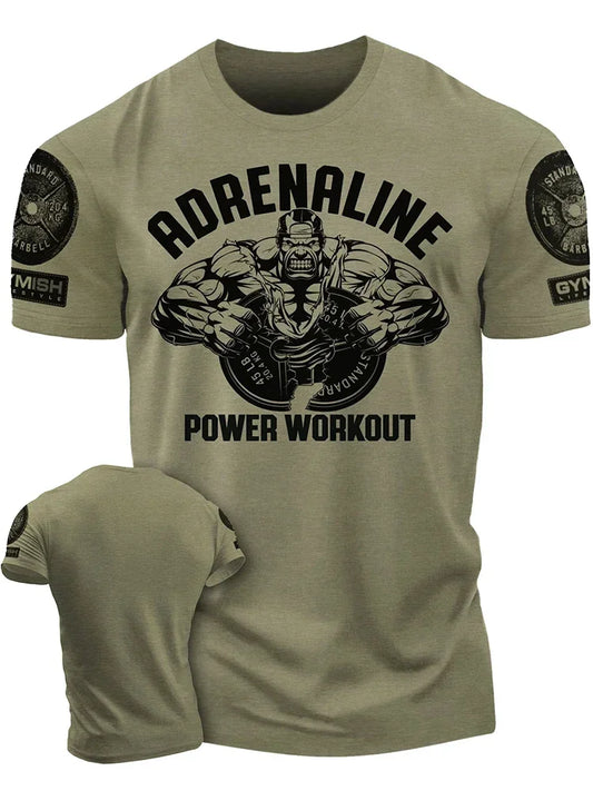 New Power Workoout pattern 3D Printing Gym T-Shirt Casual Simplicity motion Men's Short Sleeves Top Muscle Man Tough Guy T-shirt