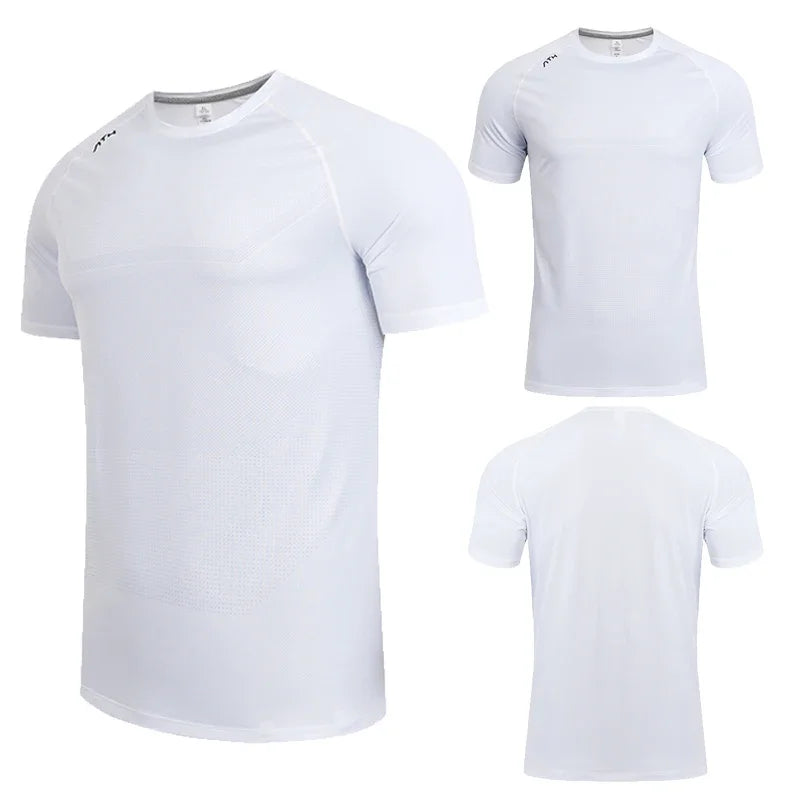Men Dry Fit Sport Short Sleeve T-shirt - Running Compression Sweatshirt , Gym Fitness Elastic Shirts and Top Rash Guard