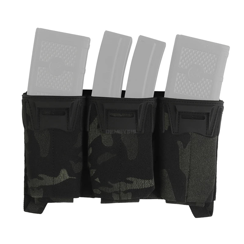 Tactical Shooting Multi-Caliber Triple Magazine Placard Pouch 5.56 / 9MM Extended Vest Front Carrier Bag Triple Mag Pouches