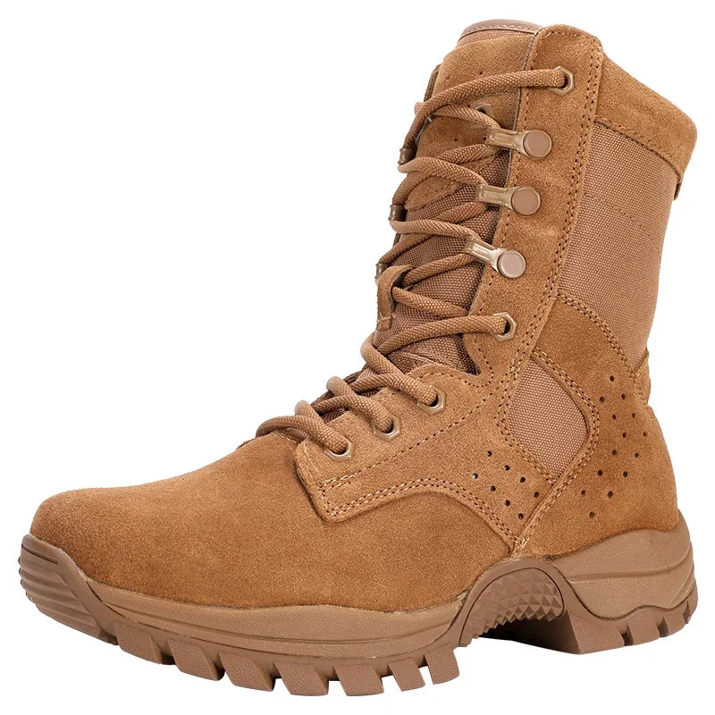 2025 new combat training boots men's ultra-light outdoor waterproof training boots cowhide anti-puncture breathable desert boots