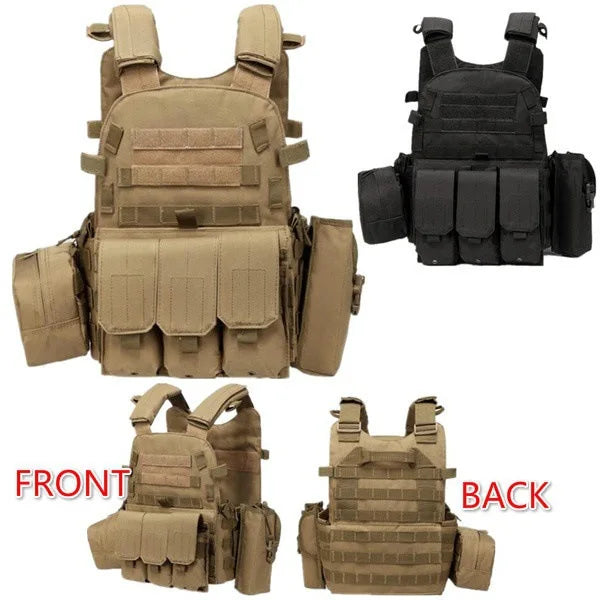 Tactical MOLLE Nylon Vest – Body Armor Plate Carrier for Airsoft, Hunting, and Security Use. Durable combat vest designed for maximum protection and utility, ideal for military simulation, law enforcement, and outdoor tactical games.