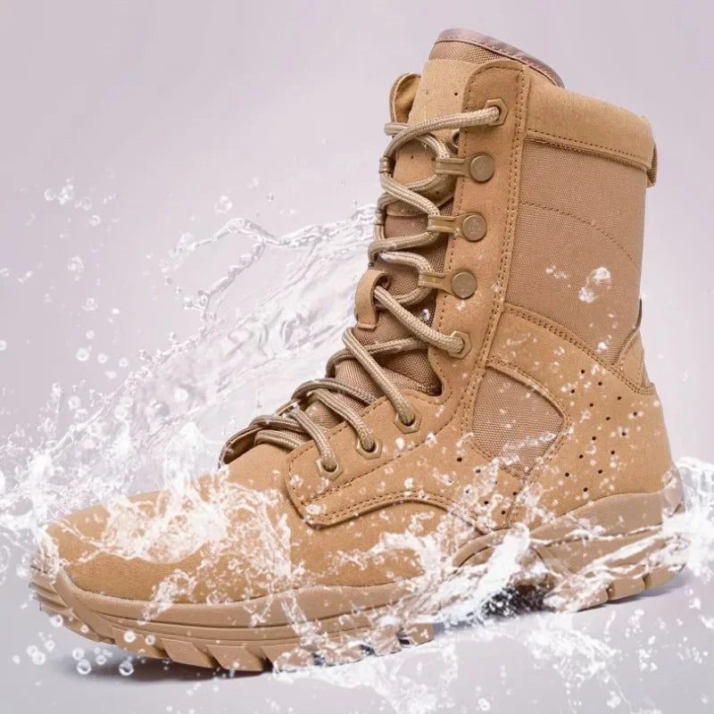 2025 new combat training boots men's ultra-light outdoor waterproof training boots cowhide anti-puncture breathable desert boots