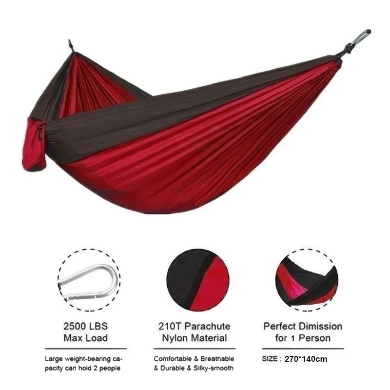 Ultra-Light Travel Camping Hammock 300kg Load Capacity Breathable Quick-Drying Parachute Nylon  Included Outdoor Indoor Garden