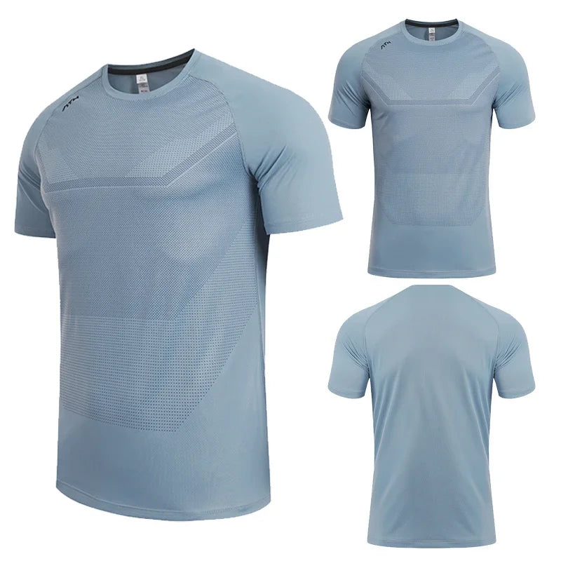 Men Dry Fit Sport Short Sleeve T-shirt - Running Compression Sweatshirt , Gym Fitness Elastic Shirts and Top Rash Guard
