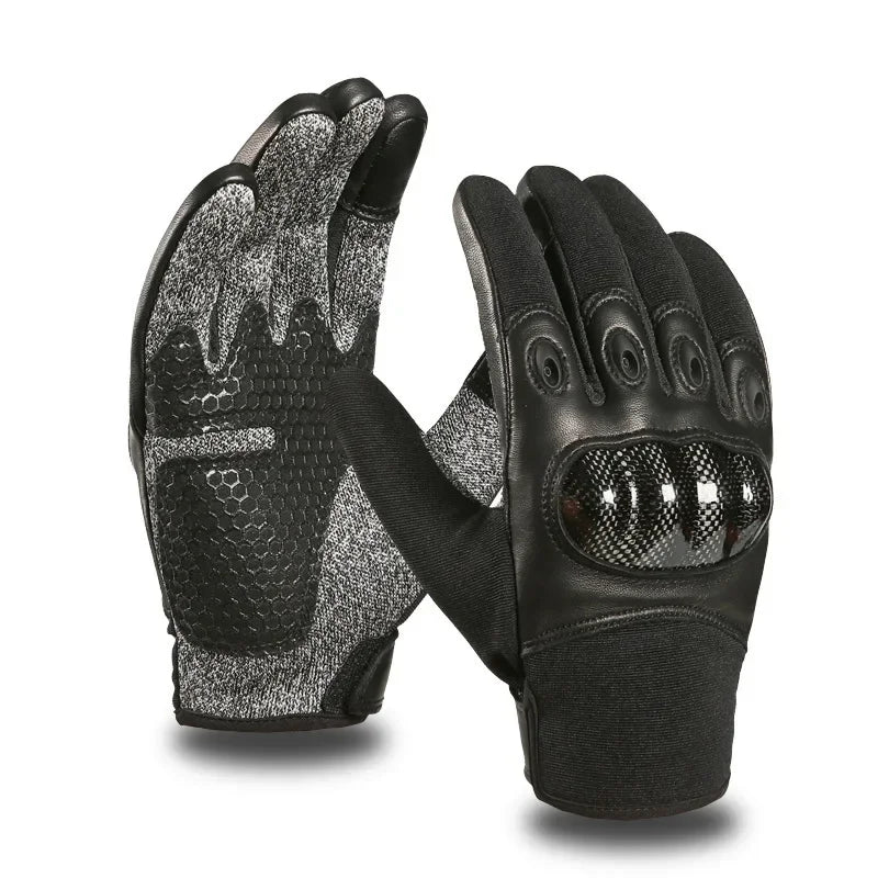 Premium Men's Anti-Stab Moto Gloves Level 5 Cut Resistant with Carbon Fiber Shell & Sheepskin, Tactical Gear for Military Fans