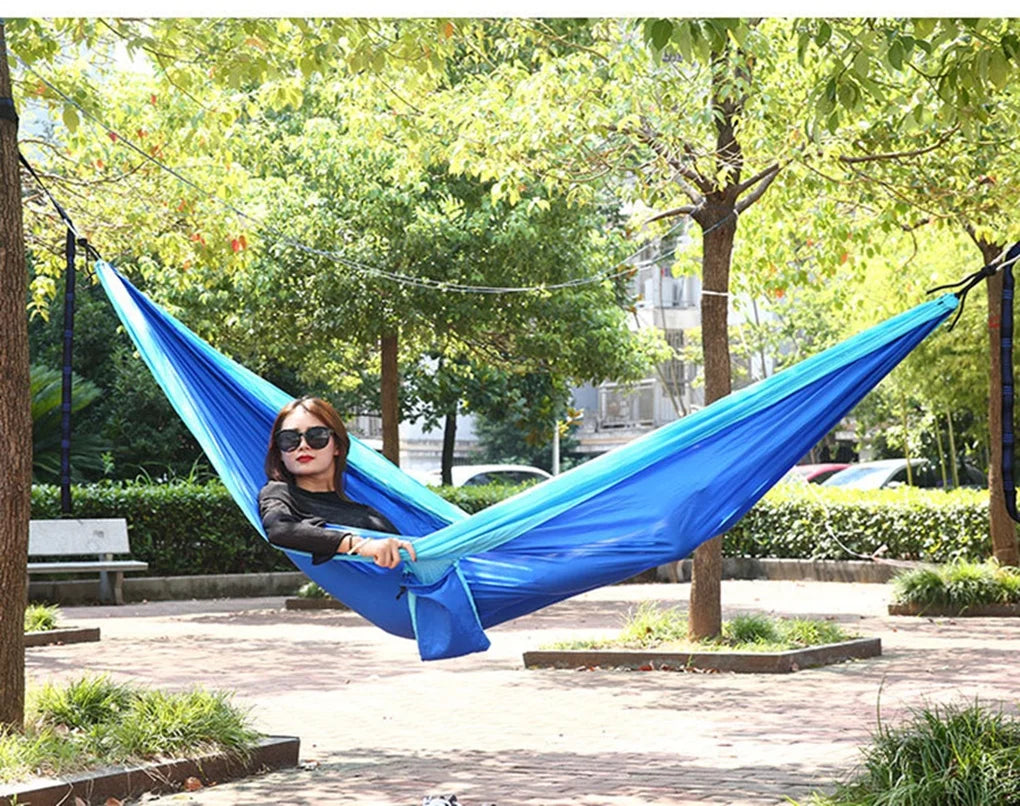 Ultra-Light Travel Camping Hammock 300kg Load Capacity Breathable Quick-Drying Parachute Nylon  Included Outdoor Indoor Garden