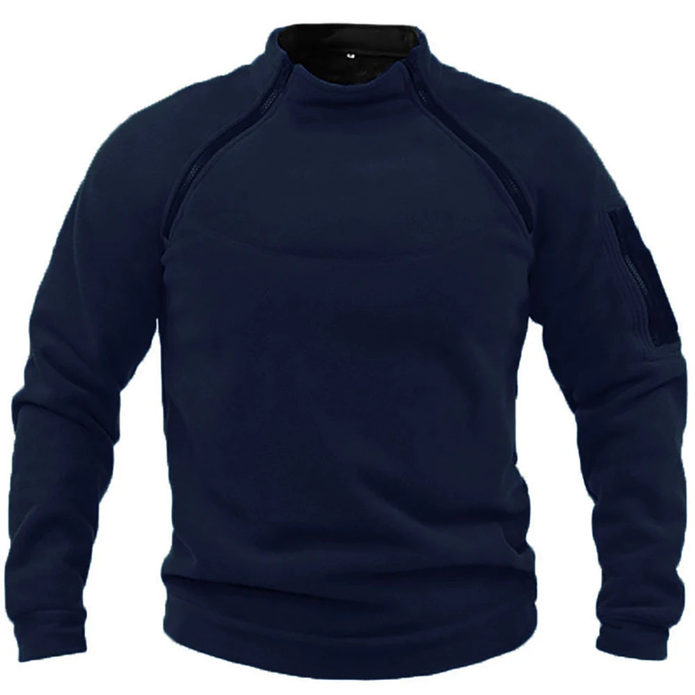 Men's Tactical Outdoor Fleece Jacket - Warm Clothes, Zippers Pullover, Windproof Coat Thermal Hiking Sweatshirt