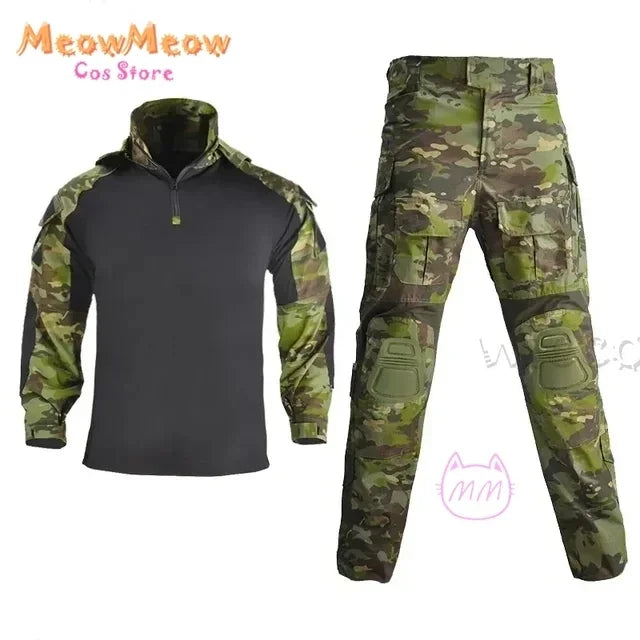 Call of Duty Ghost Tactical Cosplay Suit – Black and Blue Camo Combat Uniform. Perfect for military-style training, gaming events, or Halloween parties, this outfit delivers an authentic and durable tactical look inspired by the iconic game.