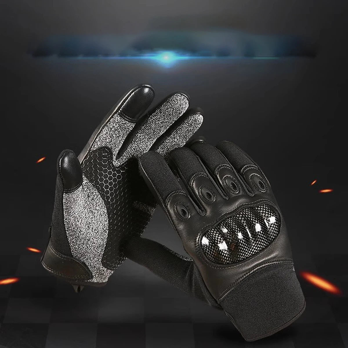 Premium Men's Anti-Stab Moto Gloves Level 5 Cut Resistant with Carbon Fiber Shell & Sheepskin, Tactical Gear for Military Fans