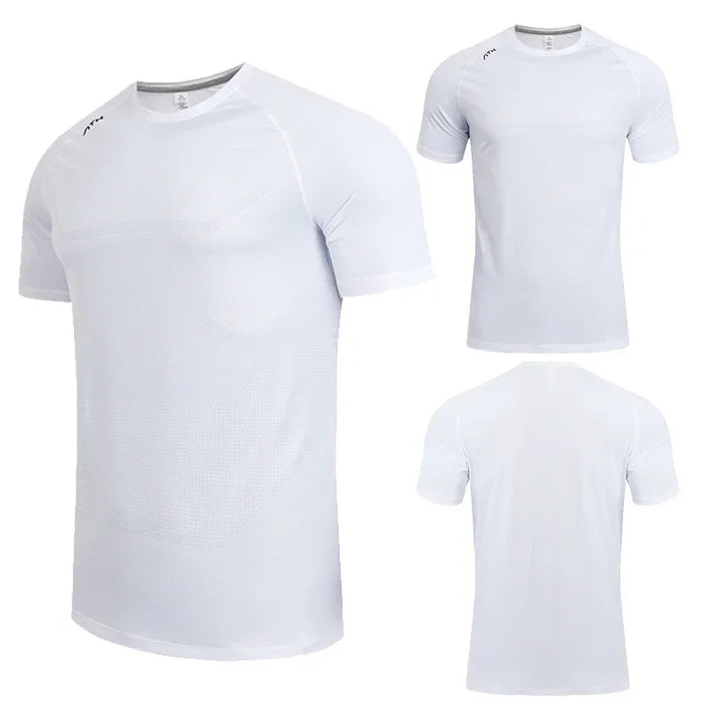 Men Dry Fit Sport Short Sleeve T-shirt - Running Compression Sweatshirt , Gym Fitness Elastic Shirts and Top Rash Guard